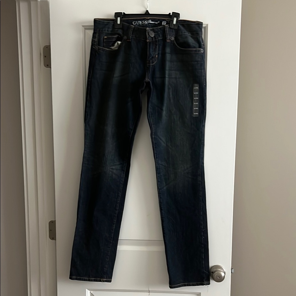 Guess Blue Straight-Leg Jeans with Belt Loops
